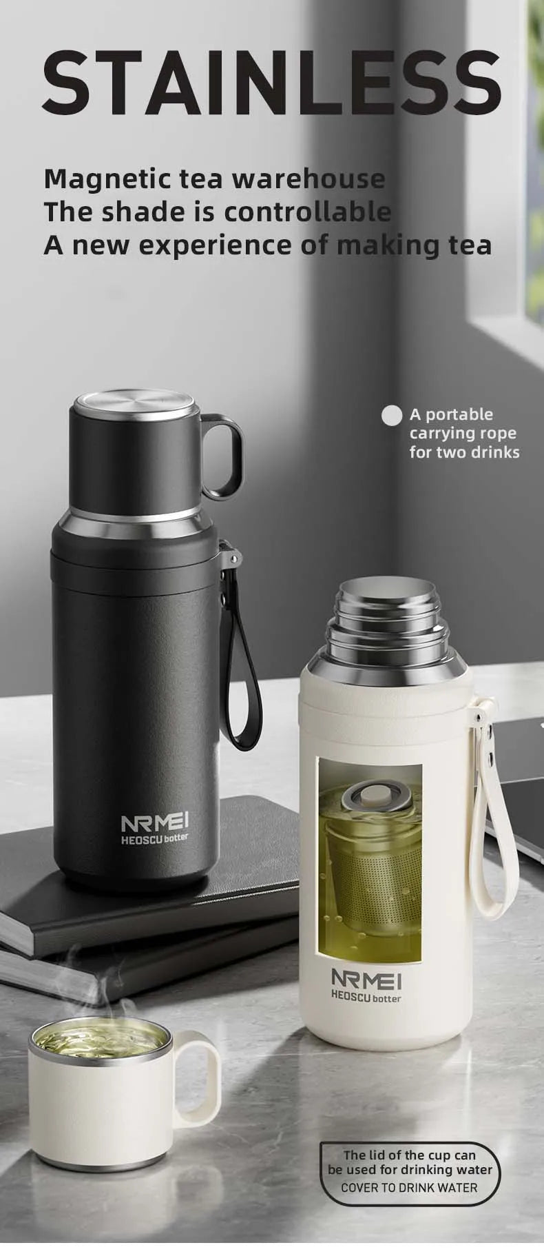 316L Stainless Steel Thermos Bottle – Magnetic Control Outdoor Flask, Insulated Travel Water Bottle