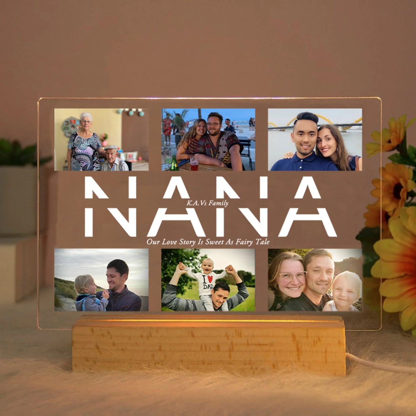 Custom Acrylic Lamp Personalized Photo Text Bedroom Night Light MOM DAD LOVE Friend Family Day Wedding Birthday Christmas Gift