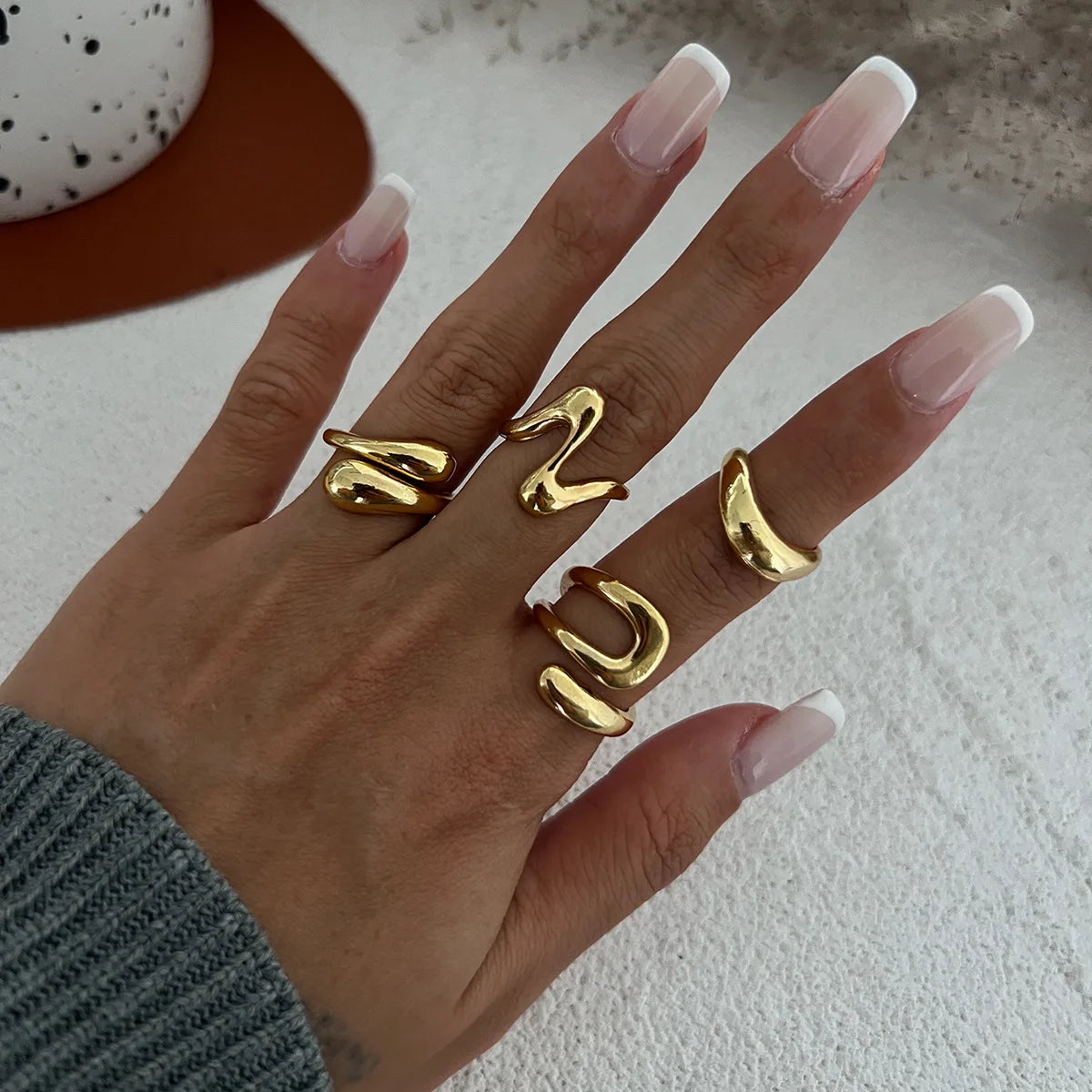 6 Style Geometric Metal Rings For Women Gold Silver Color Knuckle Joint Ring Set Jewelry