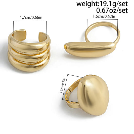 6 Style Geometric Metal Rings For Women Gold Silver Color Knuckle Joint Ring Set Jewelry