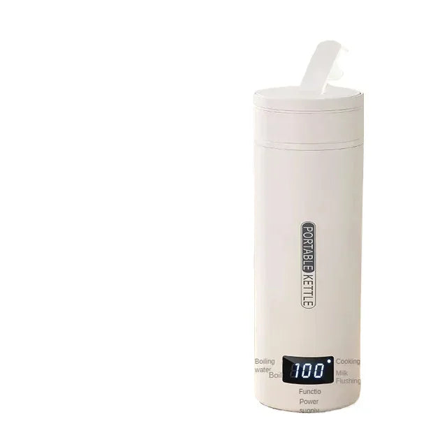 Portable Electric Travel Kettle – 500ml Anti-Scald Thermal Bottle for Tea & Coffee with English Menu