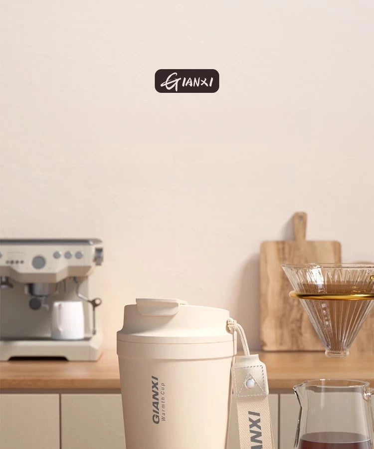 GIANXI Stainless Steel Coffee Thermos Cup Retro Woven Lanyard Portable Heavy Caliber Easy To Clean Coffee Cold Cup Coffee Cup