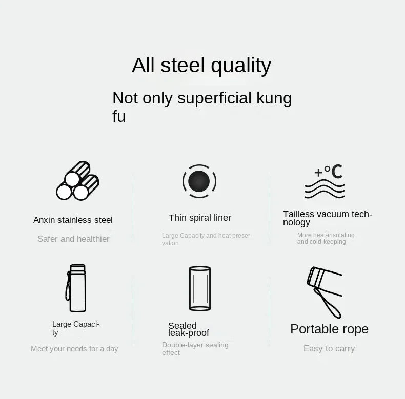 1L Stainless Steel Thermal Water Bottle – Hot & Cold Thermos for Coffee, Tea, or Travel