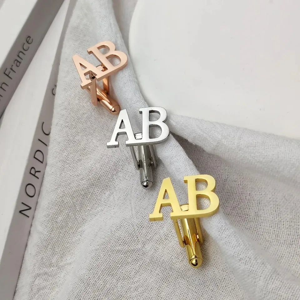 Customized Cufflinks for Men Personalized Name Letter Stainless Steel Jewelry Shirt Cuff Button Gifts Gemelos Para Hombre Camisa