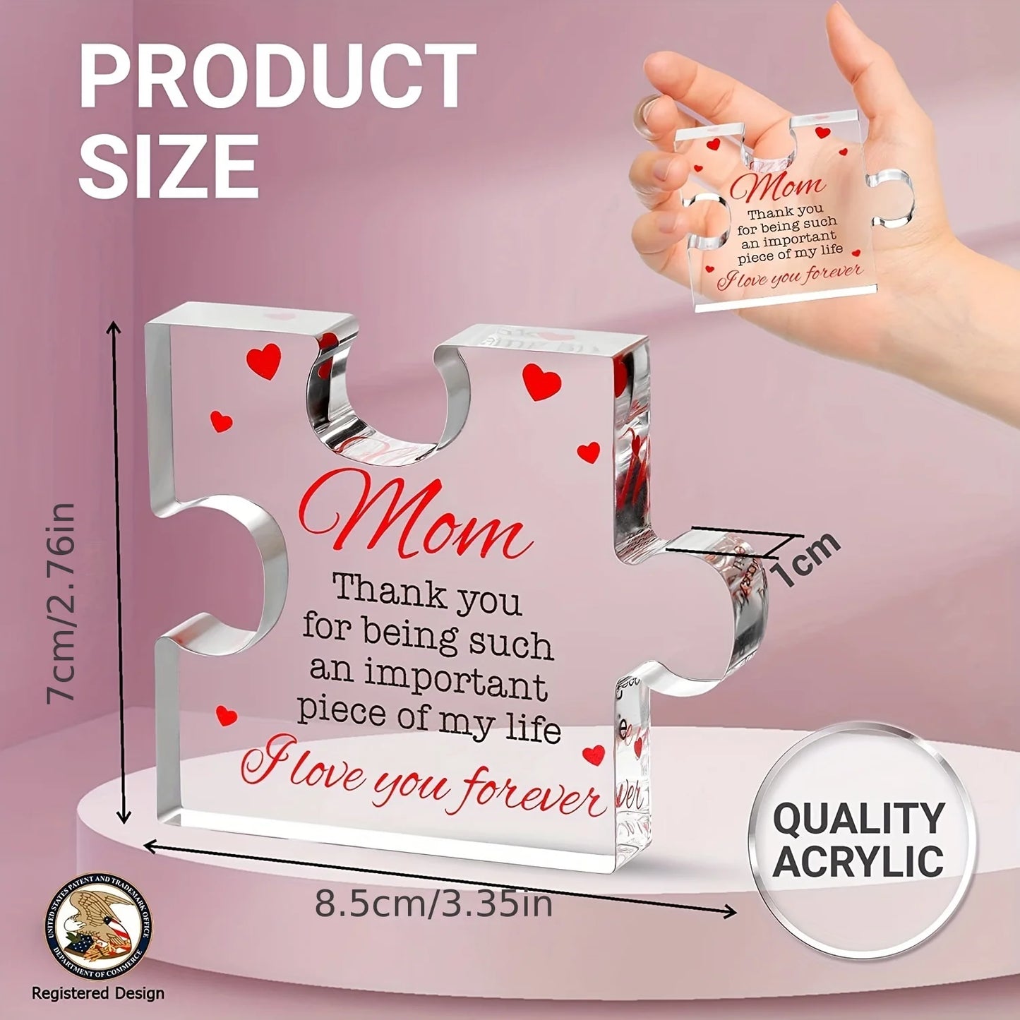 Birthday Gifts for Mom - Engraved Acrylic Block Puzzle Mom Present, Christmas Present, Commemorative Decorative Gif