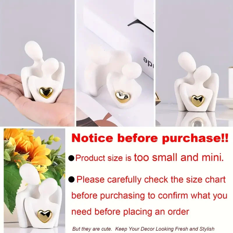 1 Pair Romantic Ceramic Love Embrace Figurines, Earthenware Couple Set, Indoor Decor for Bedroom, Valentine'S Day Festival Gift