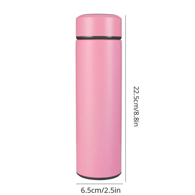 1pc 500ml Black Stainless Steel Creative Smart Thermos BottleTemperature Display Thermal Mug Male Female Portable Business Gift