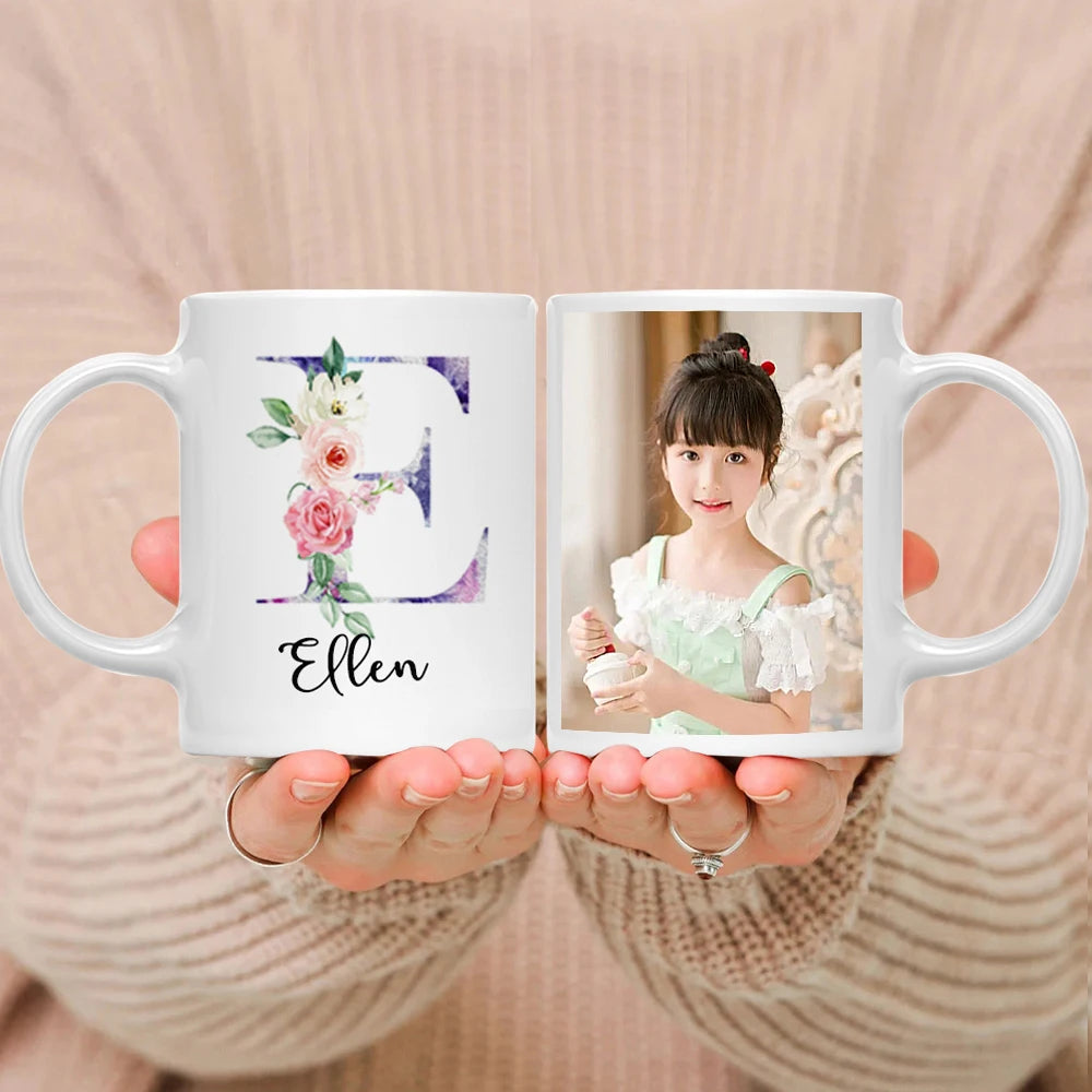 Personalized Photo & Name Mug – Custom Text White Ceramic Coffee Cup | Mother’s Day & Wedding Gift