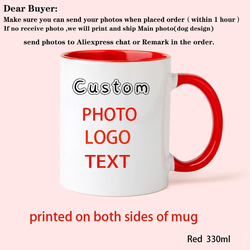 Personalized Photo Mug, Customize Family, Kids, Lovers, Logo, Text, Gift & Pets