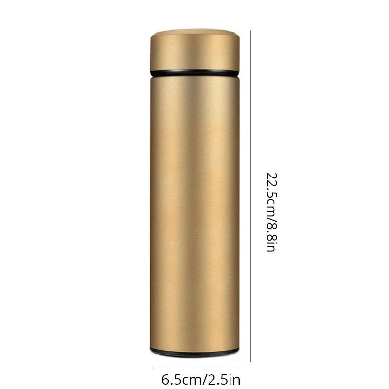 1pc 500ml Black Stainless Steel Creative Smart Thermos BottleTemperature Display Thermal Mug Male Female Portable Business Gift