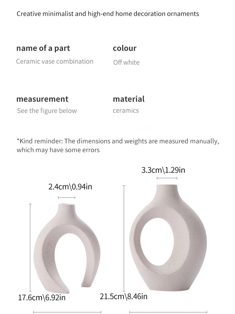 European Ceramic Vase Set Creative White Simple Home Decoration Living Room Entryway TV Cabinet Decoration