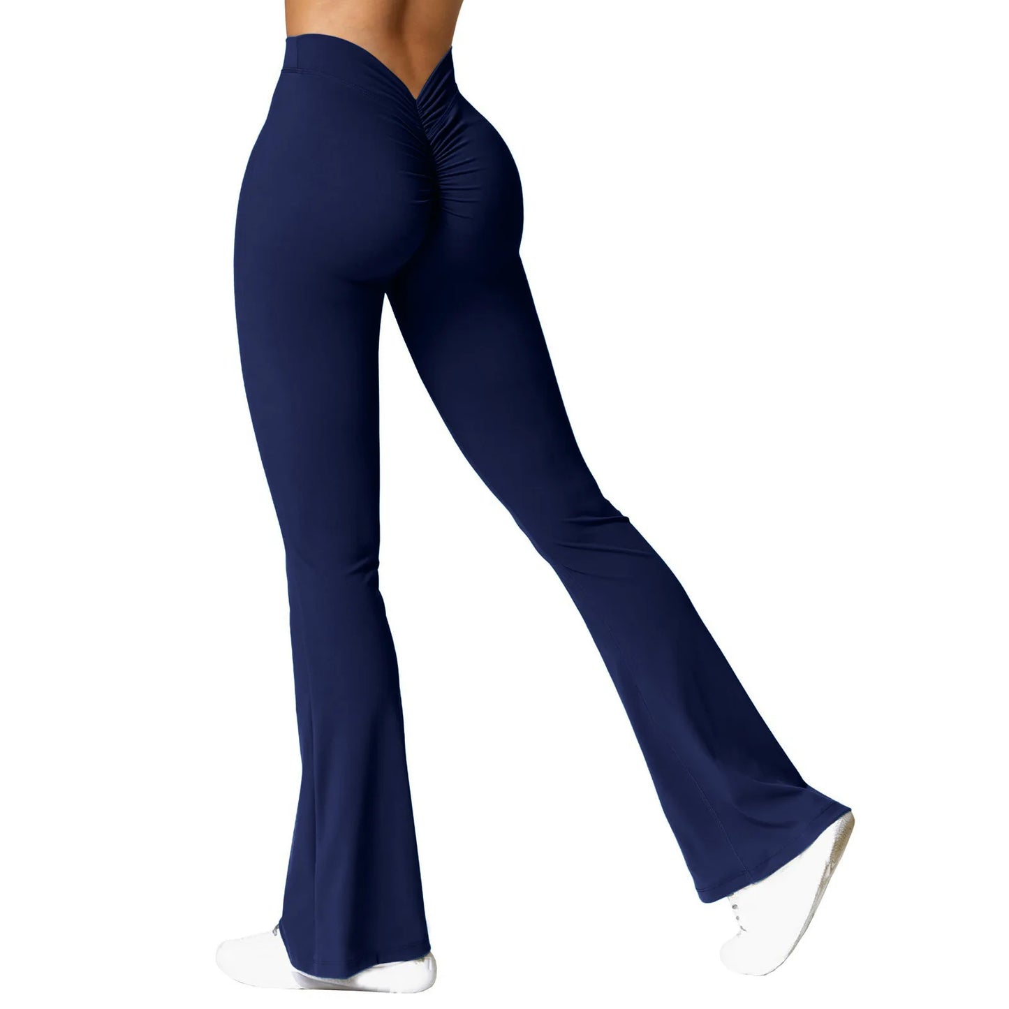 Micro Horn Leggings Women V-back Waist Sports Pants High Waist Push Up Butt Gym Pants Solid Slim Casual Leggings
