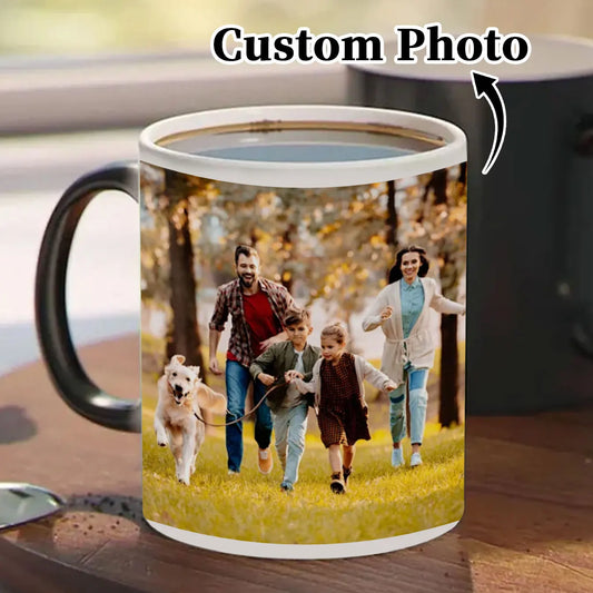 Custom Photo Thermochromic Mug. Use for coffee & water. Personalize with group photos. Ideal gift for loved ones