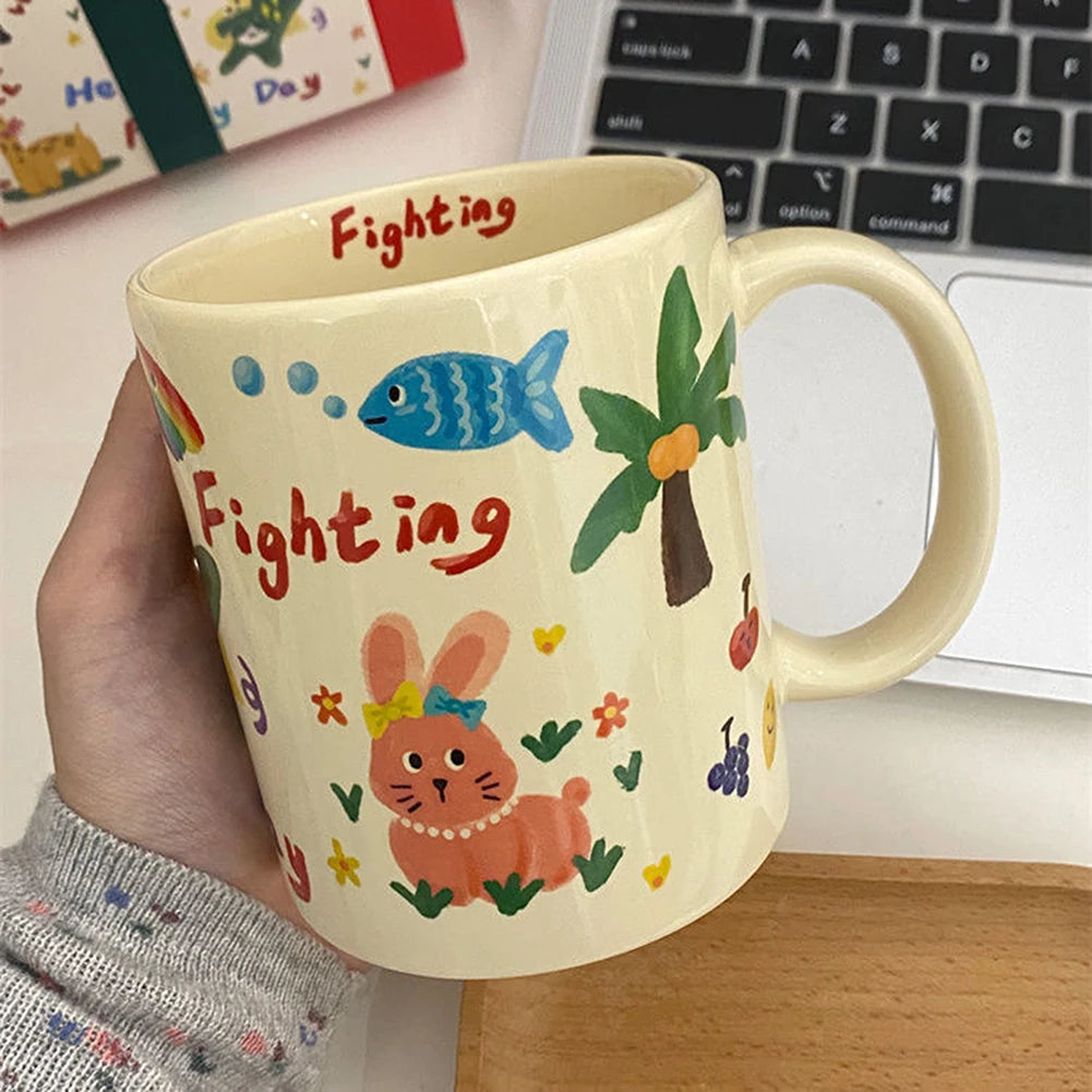 Personalised Personalized Cartoon Dog Mug – Cute Custom Water Drinking Cup | Gift for Friends & FamilyCartoon Dog Mug Fashion Handheld Water Drinking Cup Present For Friends Family