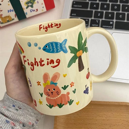 Personalised Personalized Cartoon Dog Mug – Cute Custom Water Drinking Cup | Gift for Friends & FamilyCartoon Dog Mug Fashion Handheld Water Drinking Cup Present For Friends Family