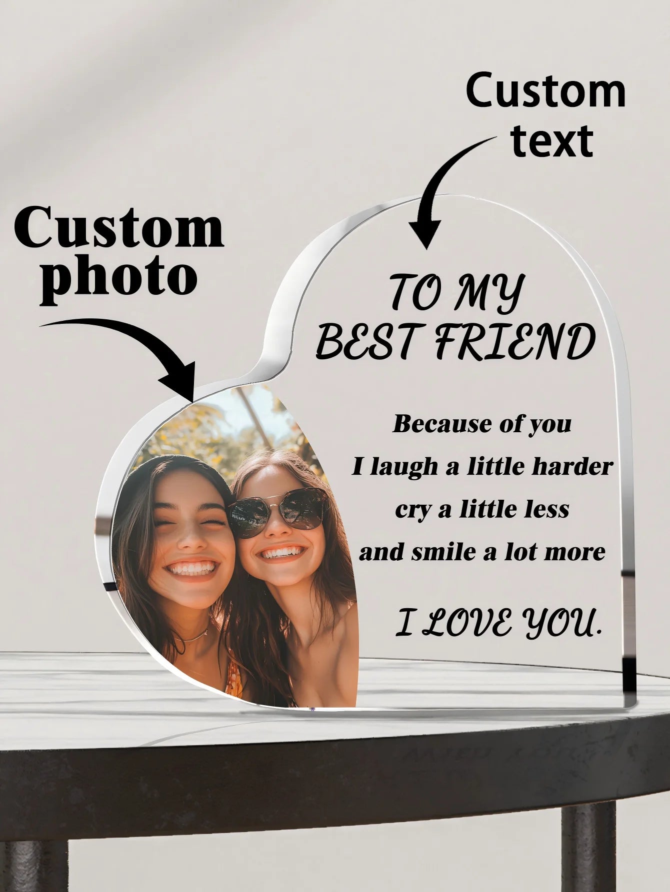 Custom Products Acrylic Heart Plaque Photo Text custom, birthday gifts, decorations for Valentine's Day, anniversary, home