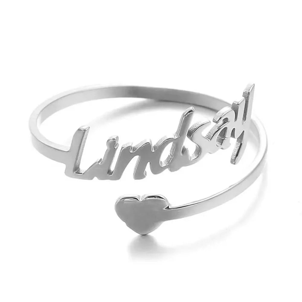 Customized Name Love Ring Personalized Stainless Steel Heart Couple Ring Women Jewelry Valentine's Day Gift Anillos Mujer