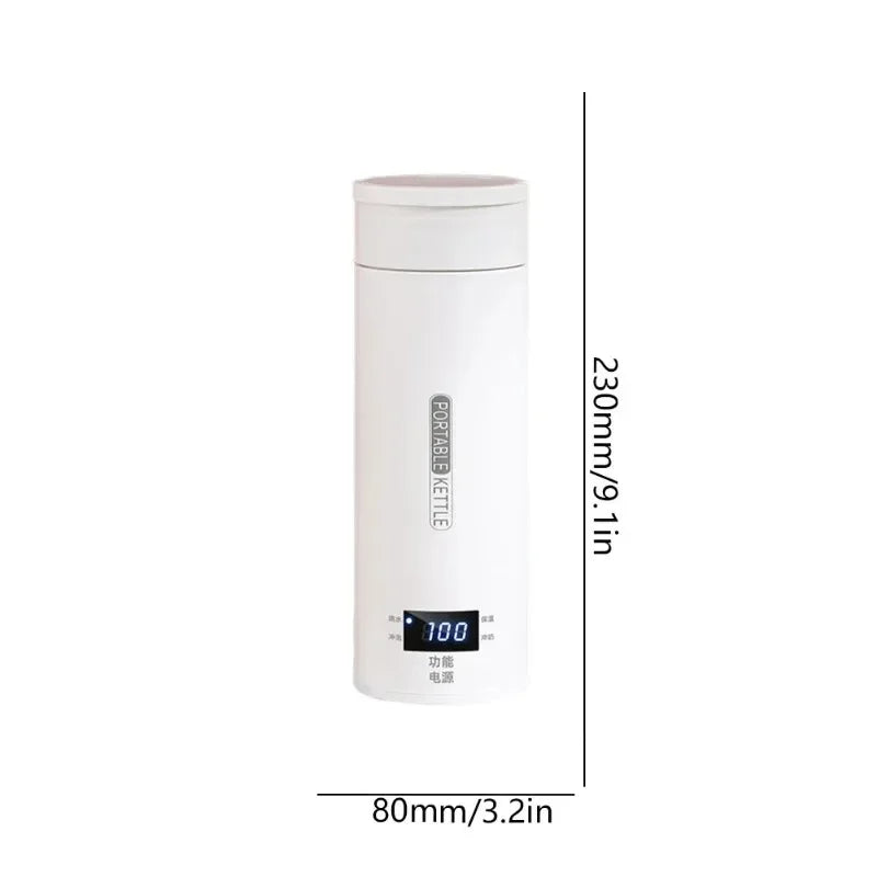 Portable Electric Travel Kettle – 500ml Anti-Scald Thermal Bottle for Tea & Coffee with English Menu