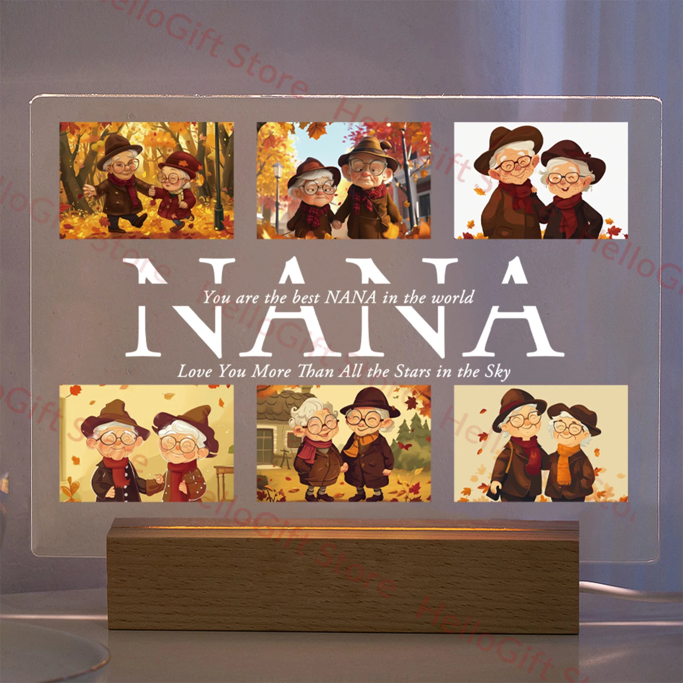 Personalized Custom Photo Text 3D Acrylic Lamp Customized Bedroom Night Light for MOM DAD LOVE Family Birthday