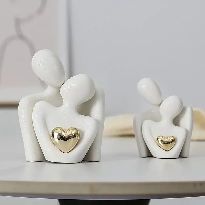 1 Pair Romantic Ceramic Love Embrace Figurines, Earthenware Couple Set, Indoor Decor for Bedroom, Valentine'S Day Festival Gift
