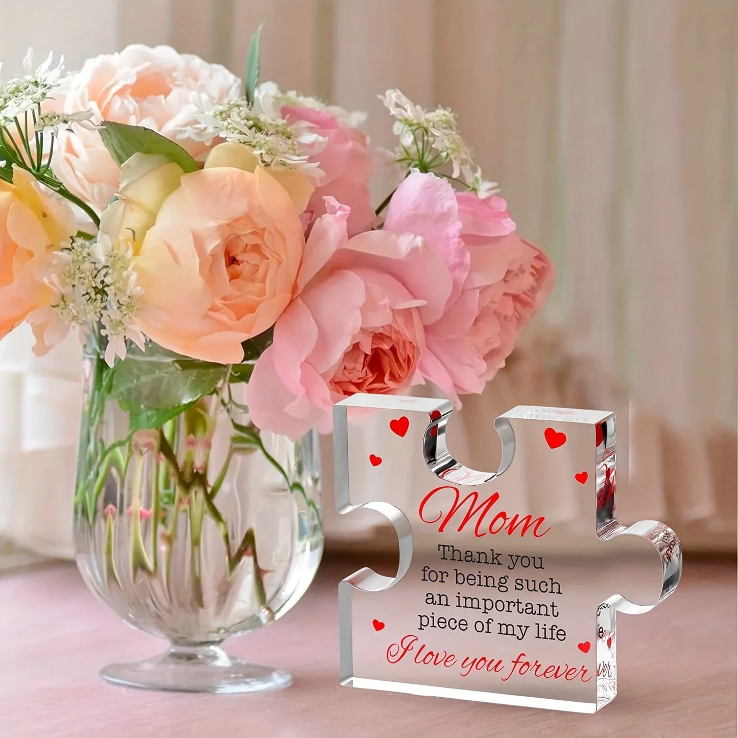 Birthday Gifts for Mom - Engraved Acrylic Block Puzzle Mom Present, Christmas Present, Commemorative Decorative Gif