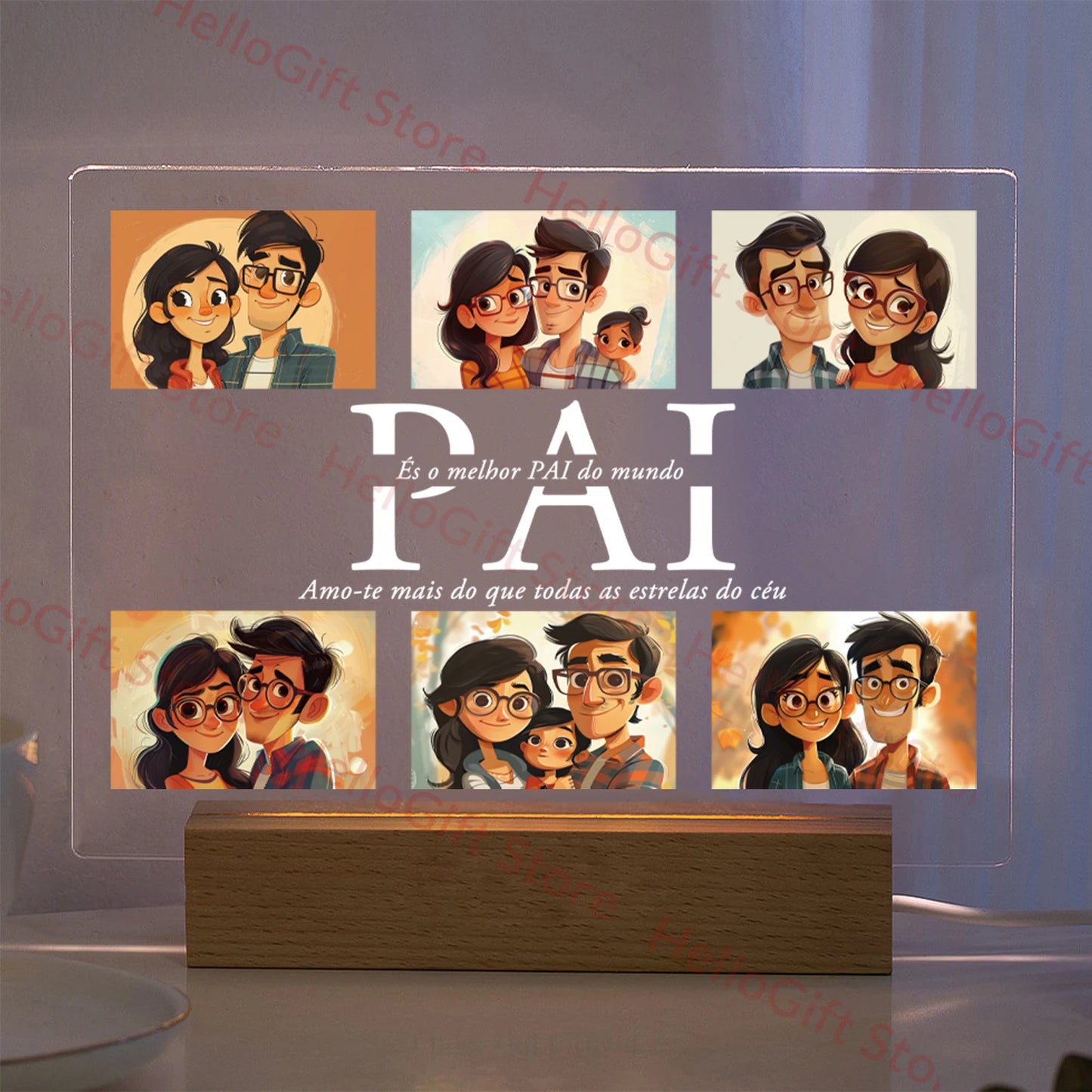 Personalized Custom Photo Text 3D Acrylic Lamp Customized Bedroom Night Light for MOM DAD LOVE Family Birthday