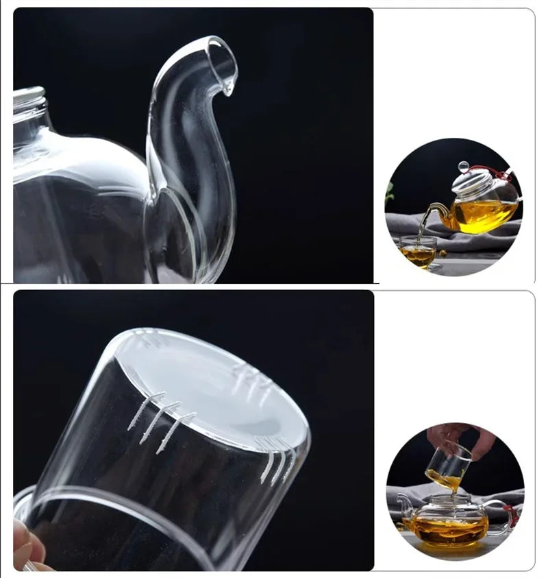 400ml/1000ml Filterable Heat-resistant Thickened Glass Teapot High Borosilicate Glass Flower Tea Pot Heatable Glass Tea Set
