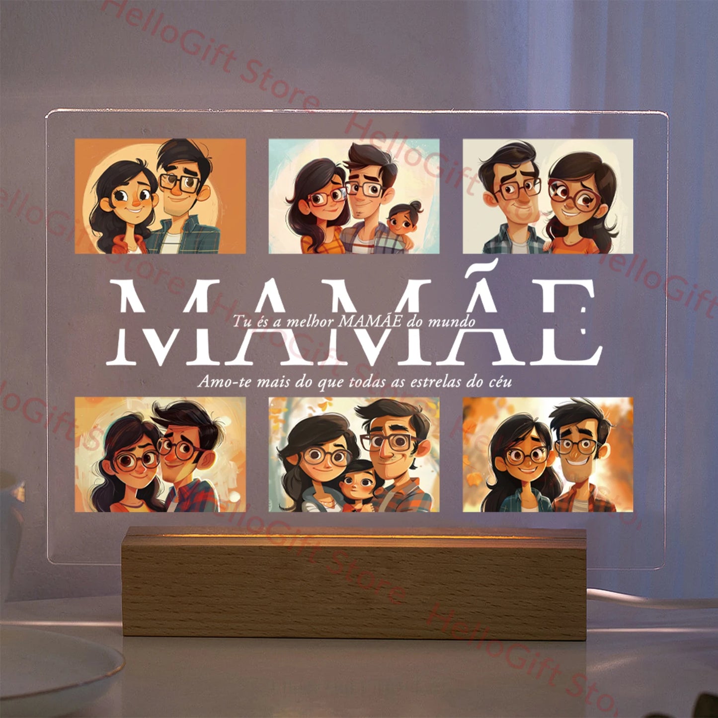 Personalized Custom Photo Text 3D Acrylic Lamp Customized Bedroom Night Light for MOM DAD LOVE Family Birthday