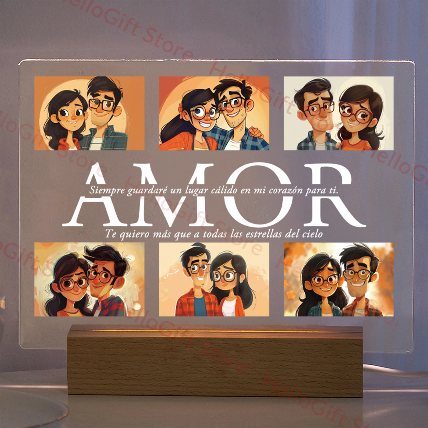 Personalized Custom Photo Text 3D Acrylic Lamp Customized Bedroom Night Light for MOM DAD LOVE Family Birthday