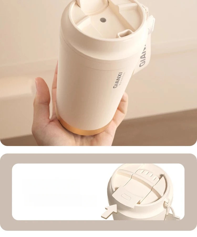 GIANXI Stainless Steel Coffee Thermos Cup Retro Woven Lanyard Portable Heavy Caliber Easy To Clean Coffee Cold Cup Coffee Cup
