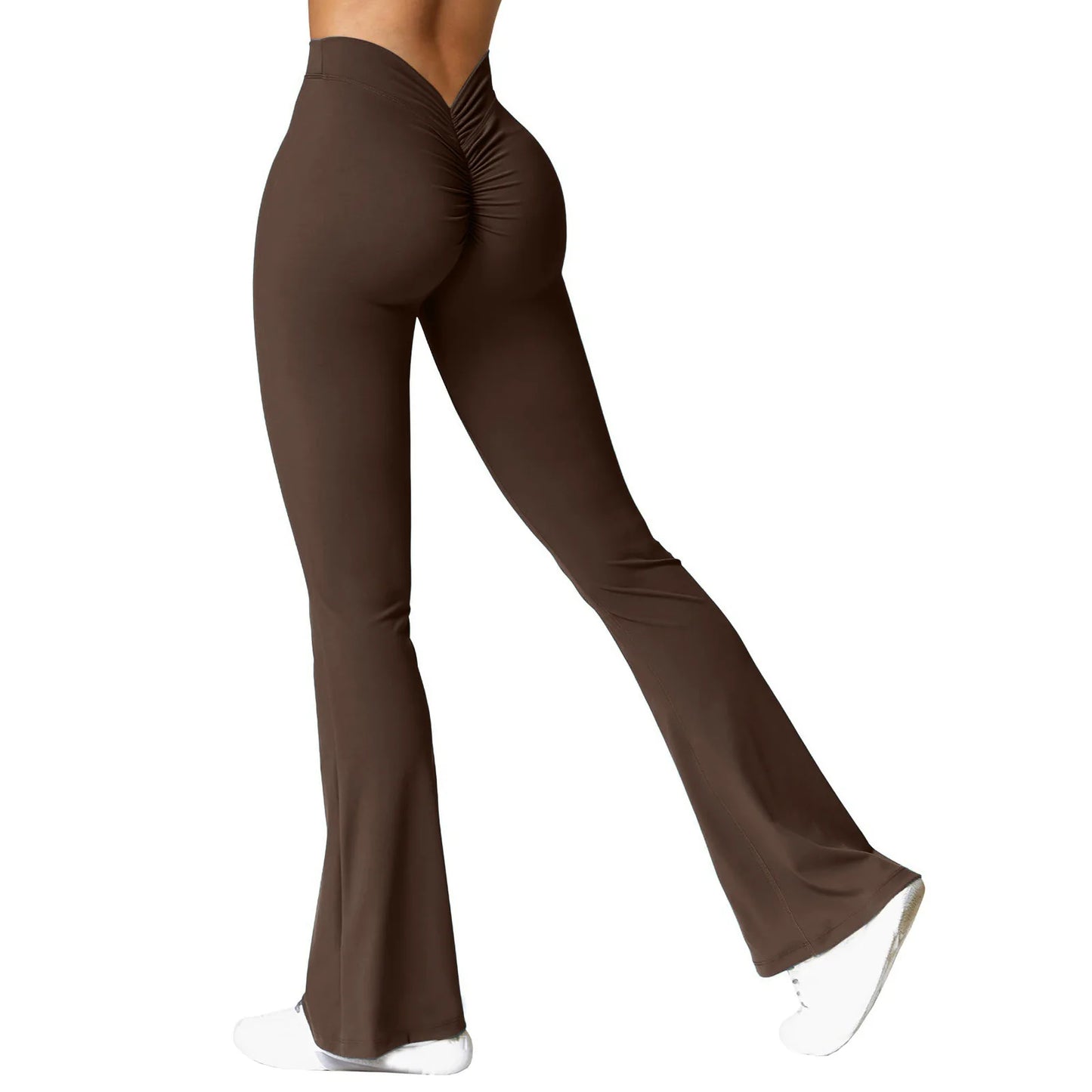 Micro Horn Leggings Women V-back Waist Sports Pants High Waist Push Up Butt Gym Pants Solid Slim Casual Leggings