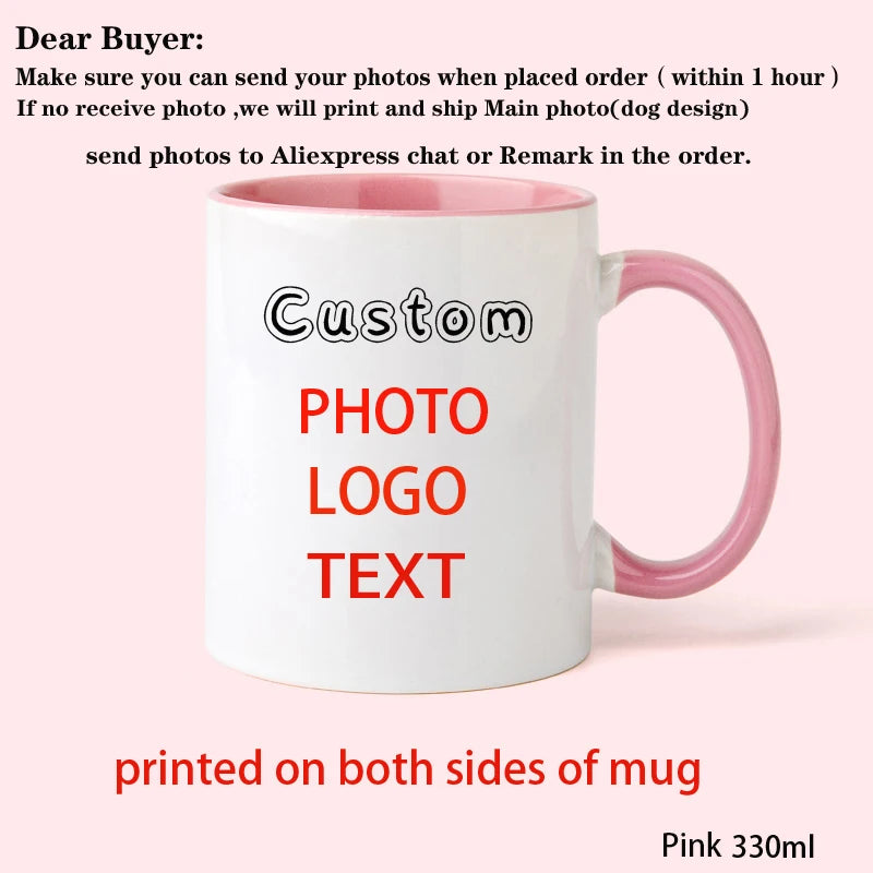 Personalized Photo Mug, Customize Family, Kids, Lovers, Logo, Text, Gift & Pets