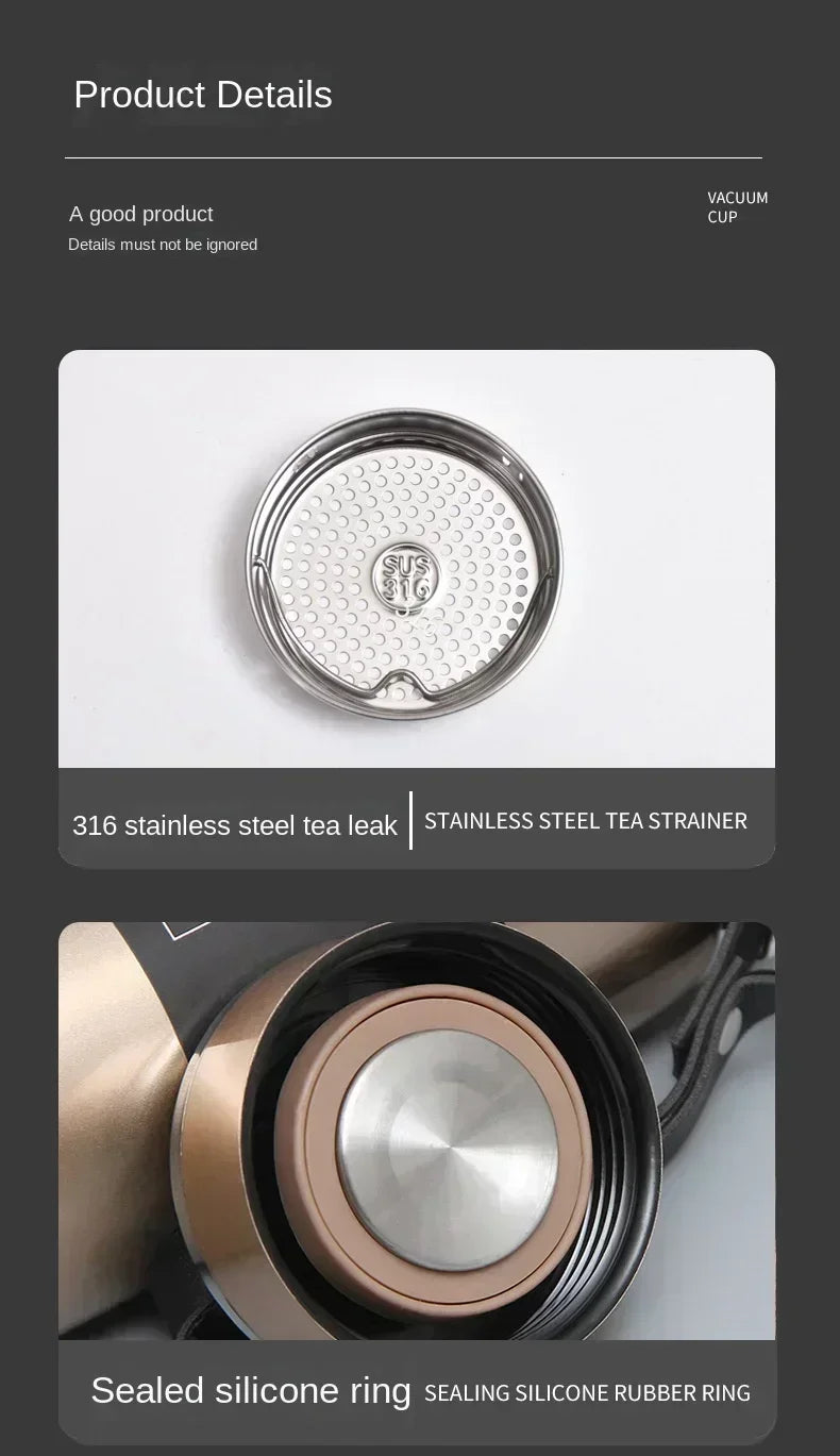 1L Stainless Steel Thermal Water Bottle – Hot & Cold Thermos for Coffee, Tea, or Travel