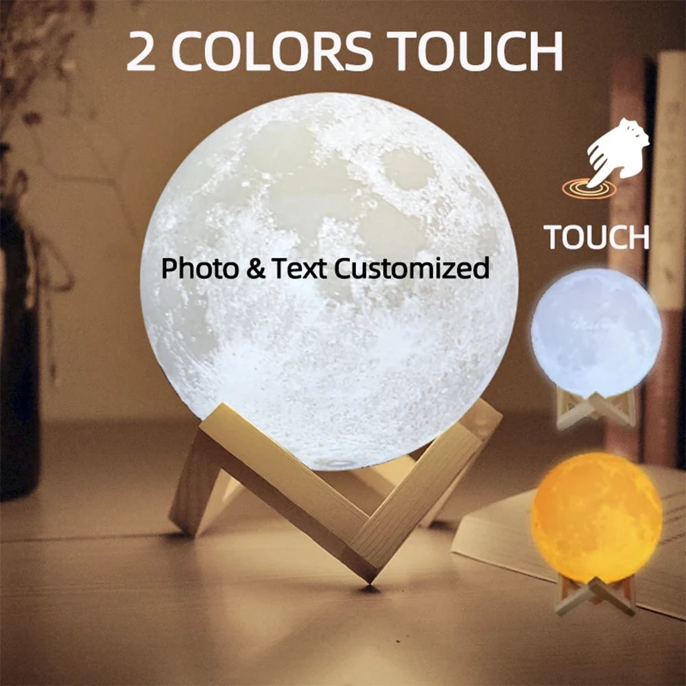 Customized 3D Printing Moon Lamp Personalized Photo Text Night Light