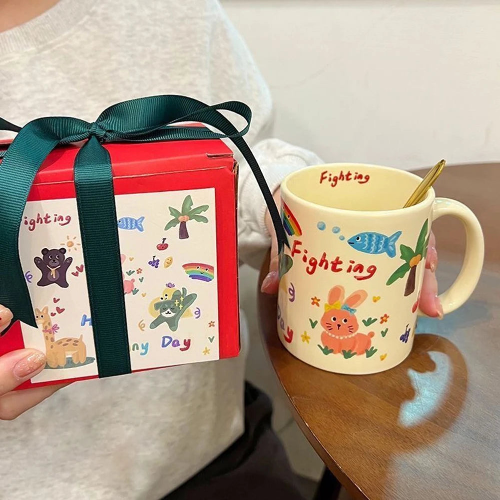 Personalised Personalized Cartoon Dog Mug – Cute Custom Water Drinking Cup | Gift for Friends & FamilyCartoon Dog Mug Fashion Handheld Water Drinking Cup Present For Friends Family