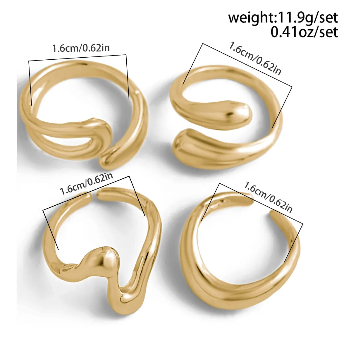 6 Style Geometric Metal Rings For Women Gold Silver Color Knuckle Joint Ring Set Jewelry