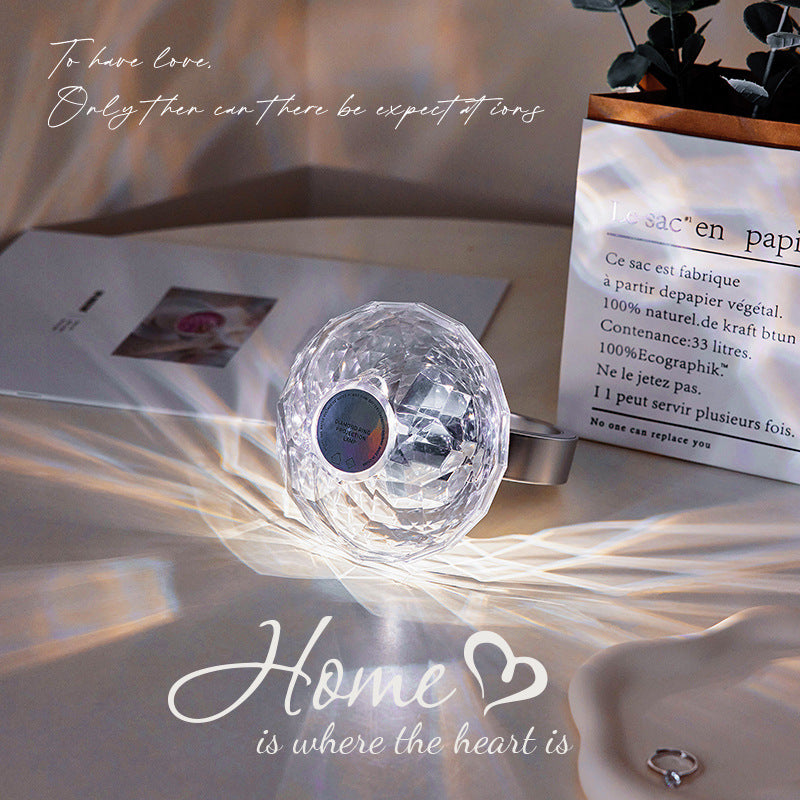 Diamond Ring Projector Lamp Decor Small Night Lamp Ambient Night Light Creative Dimmable Home Bedroom Decoration