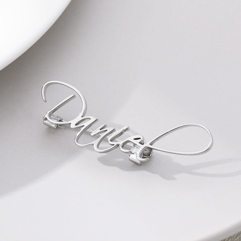 Hot Selling In Europe And America Personalized Stainless Steel Name Brooch Badge Customized Name  Customized Brooch