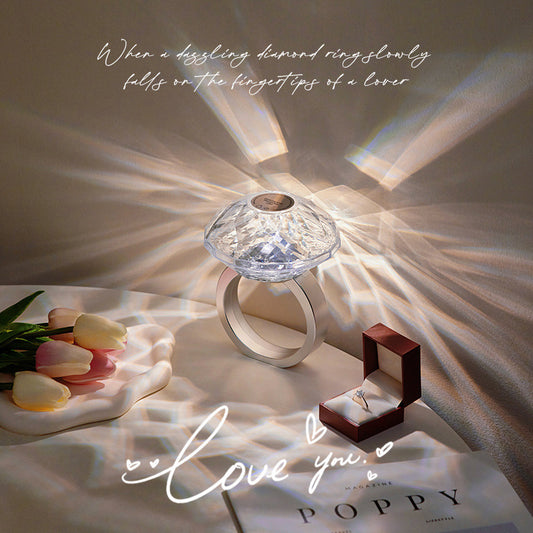 Diamond Ring Projector Lamp Decor Small Night Lamp Ambient Night Light Creative Dimmable Home Bedroom Decoration