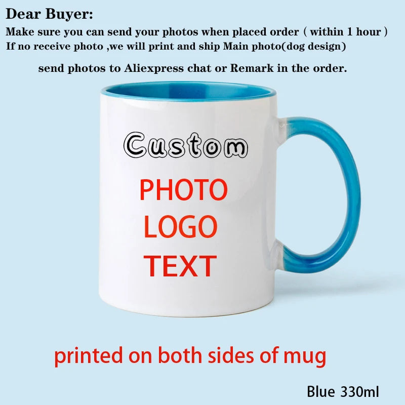 Personalized Photo Mug, Customize Family, Kids, Lovers, Logo, Text, Gift & Pets