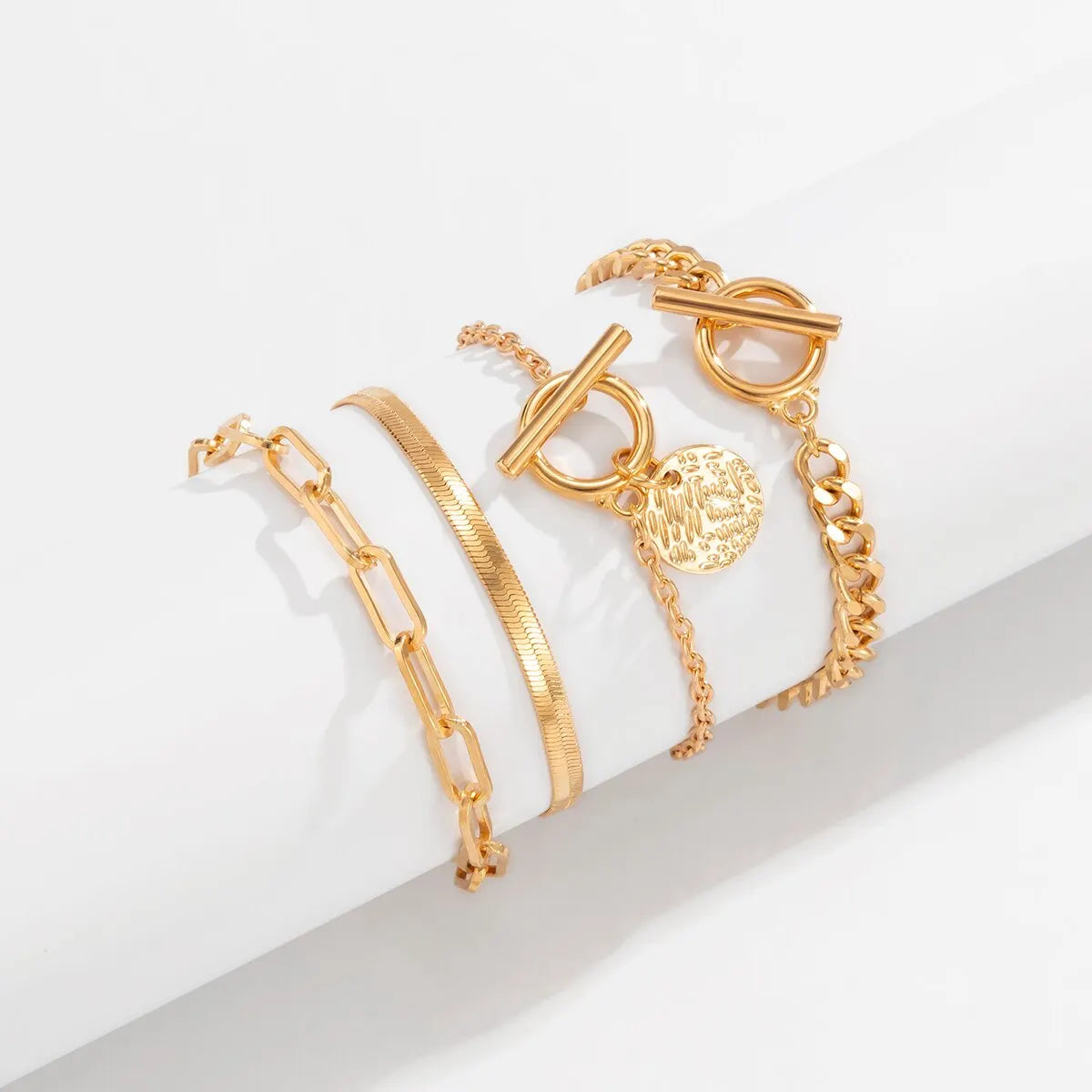 Pendant Chain Coin Bracelet for Women on Hand Vintage OT Buckle Snake Chain Charm Bangles Couple Jewelry Gift