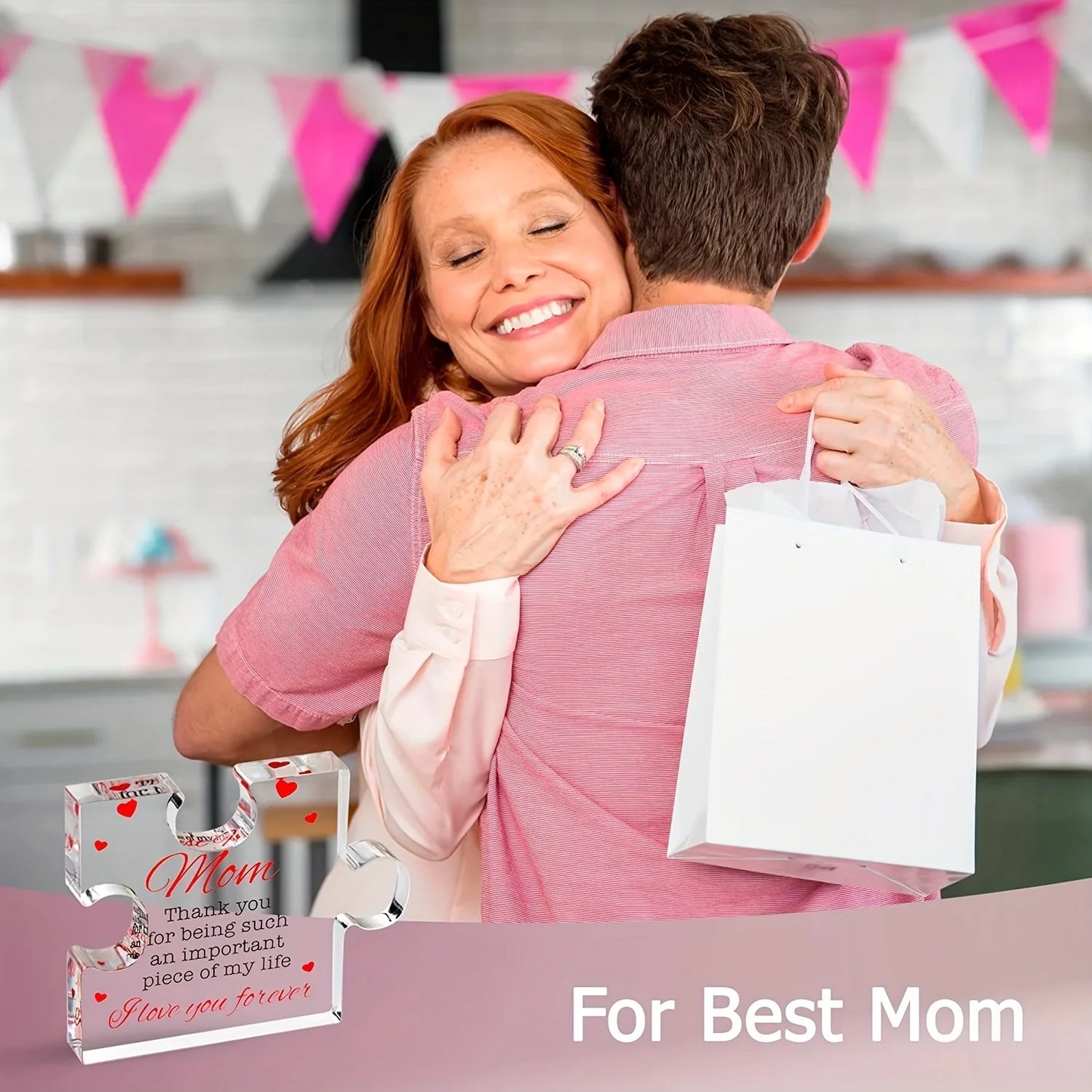 Birthday Gifts for Mom - Engraved Acrylic Block Puzzle Mom Present, Christmas Present, Commemorative Decorative Gif