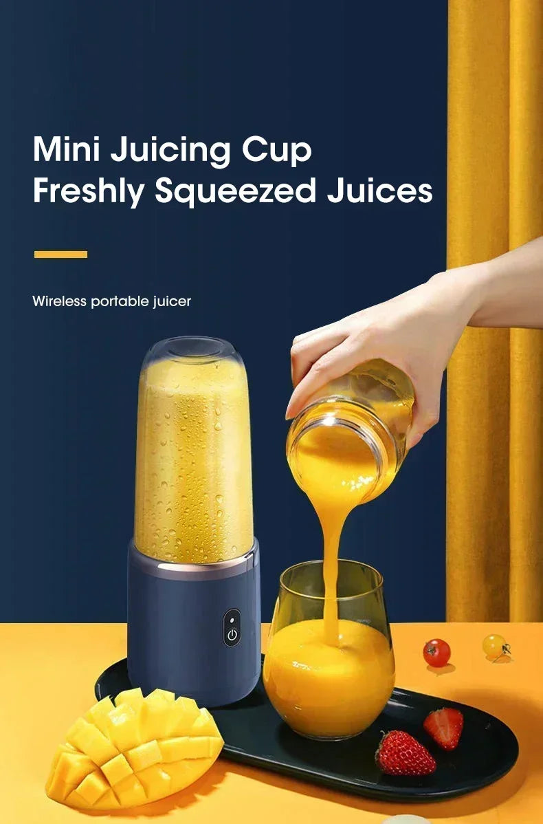 Portable Electric Juicer Cup 400ML – USB Rechargeable Wireless Fruit Blender | Automatic Smoothie Maker