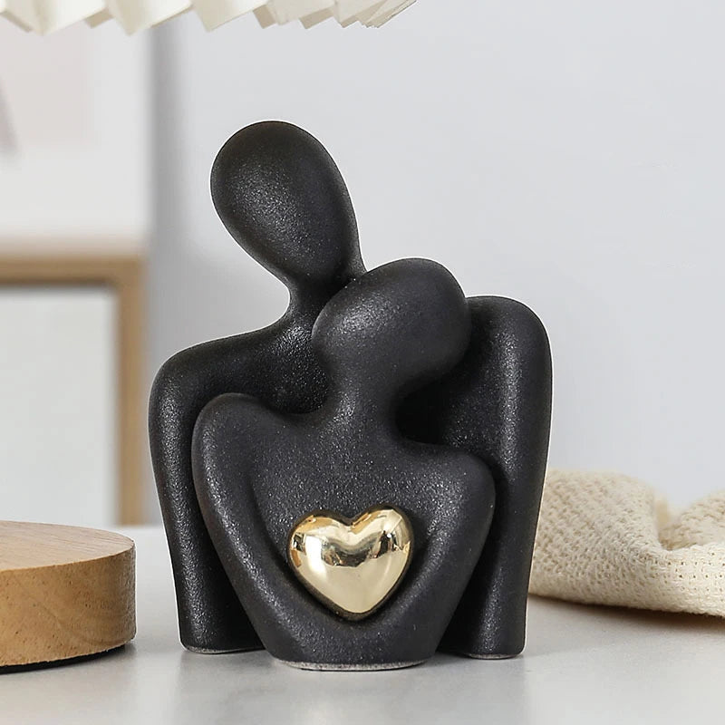 1 Pair Romantic Ceramic Love Embrace Figurines, Earthenware Couple Set, Indoor Decor for Bedroom, Valentine'S Day Festival Gift