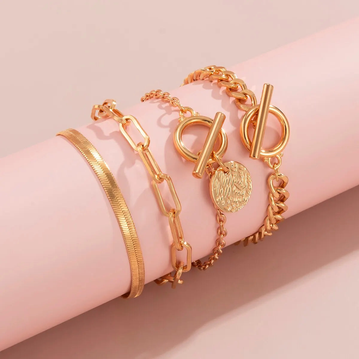 Pendant Chain Coin Bracelet for Women on Hand Vintage OT Buckle Snake Chain Charm Bangles Couple Jewelry Gift
