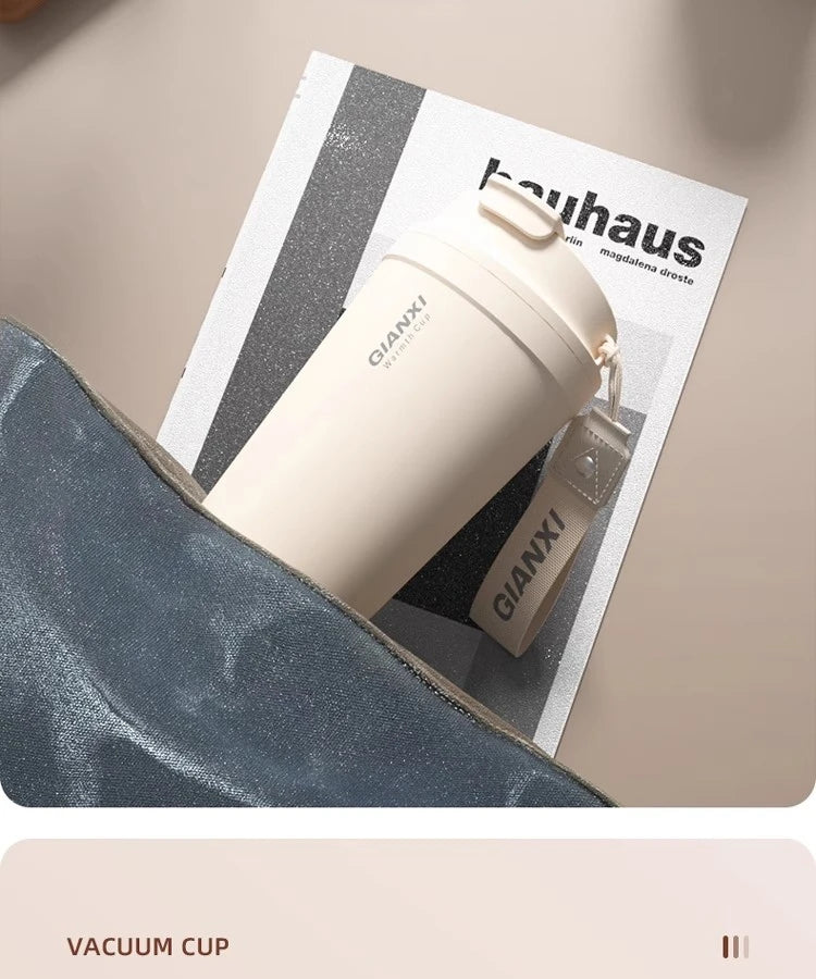 GIANXI Stainless Steel Coffee Thermos Cup Retro Woven Lanyard Portable Heavy Caliber Easy To Clean Coffee Cold Cup Coffee Cup