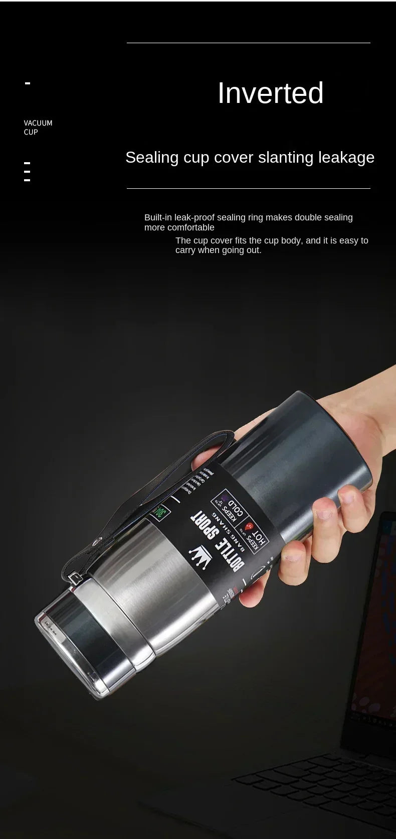 1L Stainless Steel Thermal Water Bottle – Hot & Cold Thermos for Coffee, Tea, or Travel