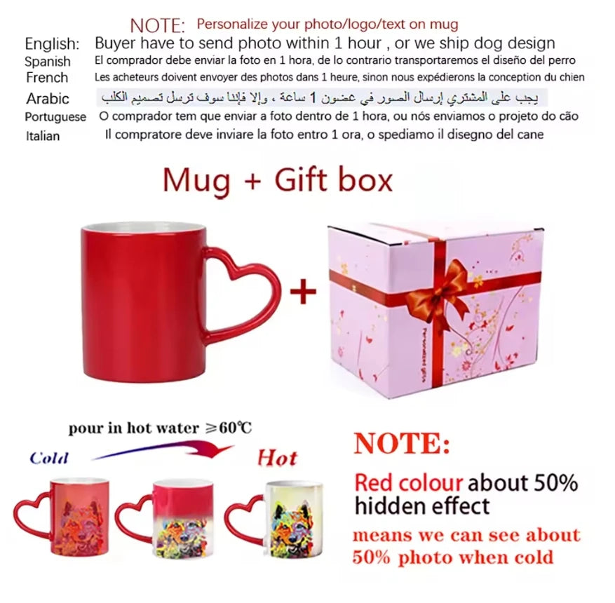 Custom Magic Color-Changing Ceramic Mug – Personalized Photo/Text Heat Reveal Cup | Gift for Dad, Family, Valentine’s Day