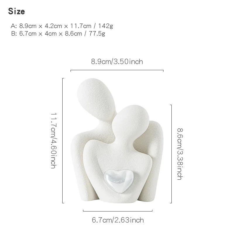1 Pair Romantic Ceramic Love Embrace Figurines, Earthenware Couple Set, Indoor Decor for Bedroom, Valentine'S Day Festival Gift