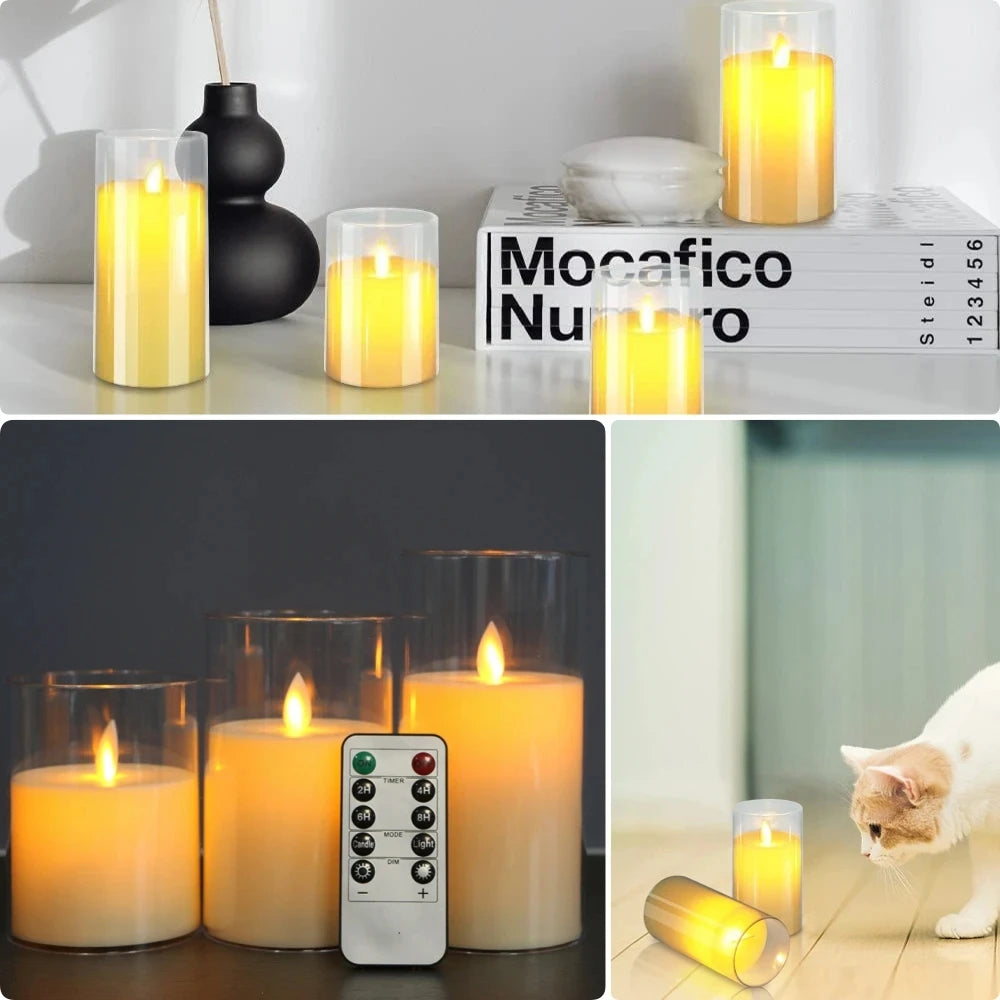 LED lights electronic candles LED candle decorations acrylic candles complete set of remote control timers Christmas and wedding